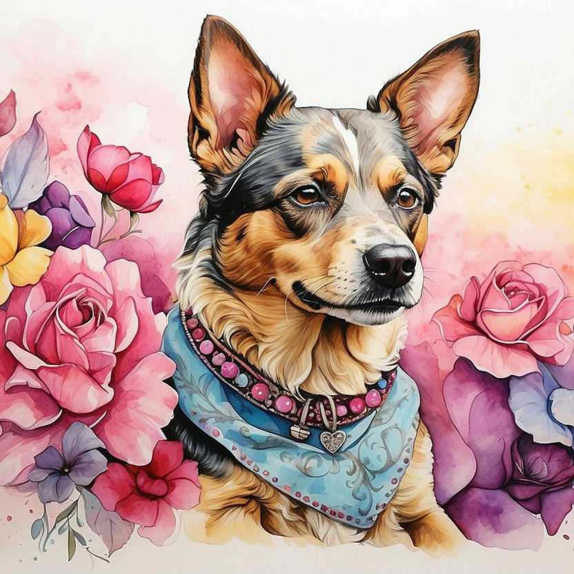 heeler dog hand drawn with lots of detail