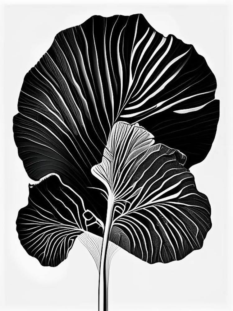Ginkgo Biloba Leaf Linocut 1