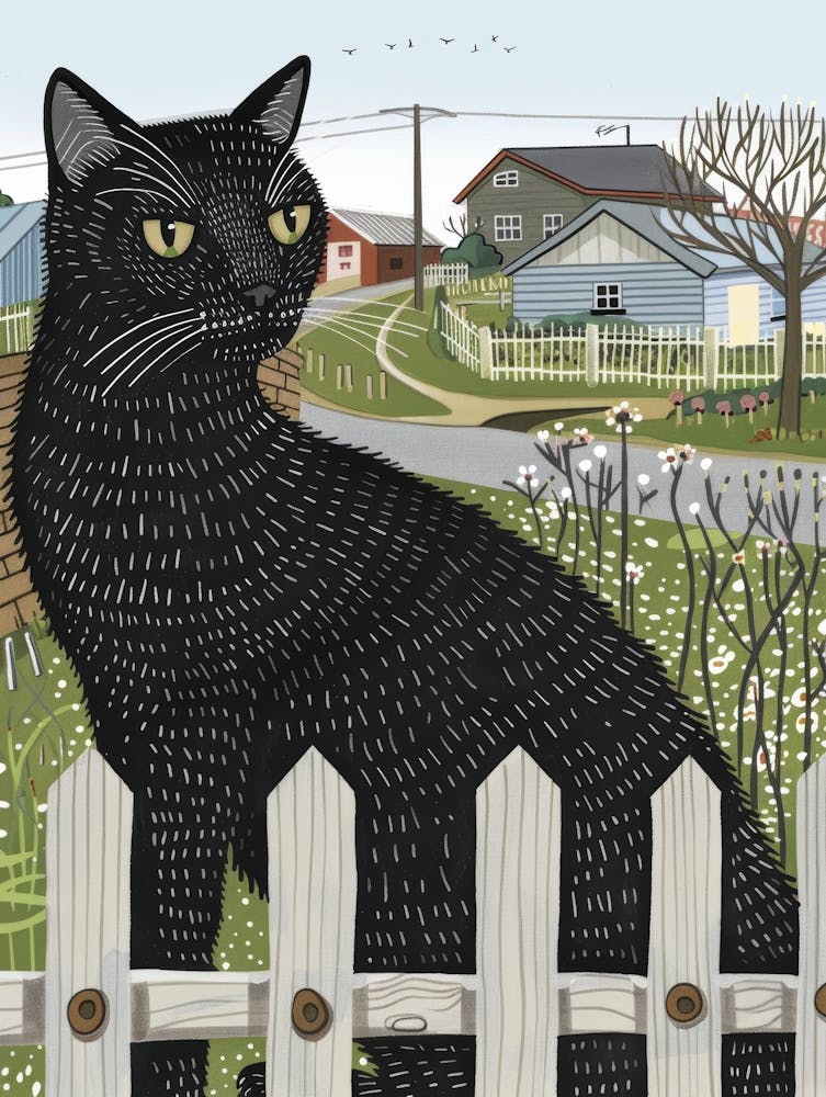 Black Cat On Fence