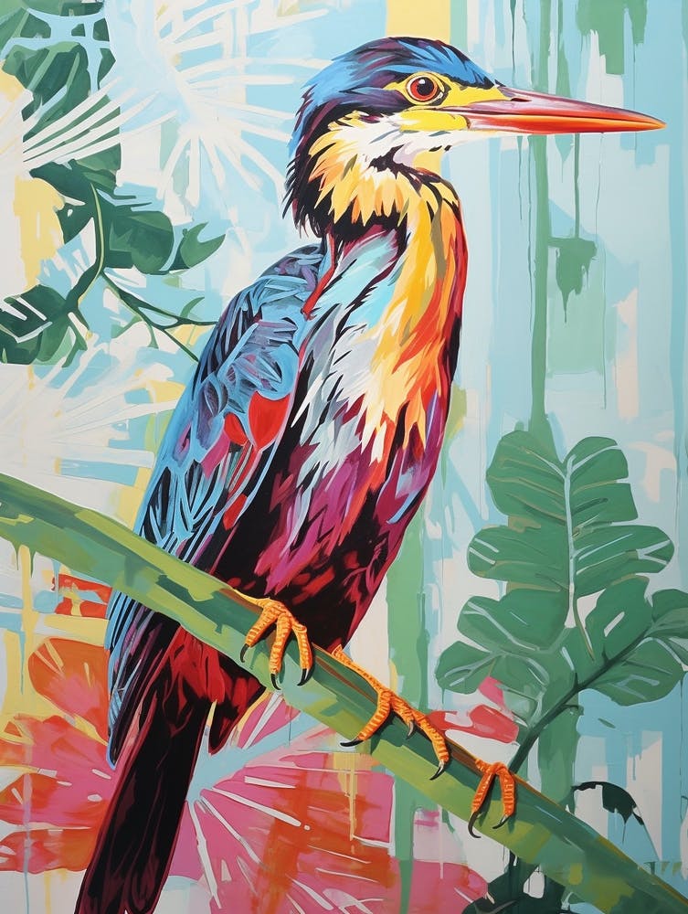 Colourful Bird Painting Green Heron 2