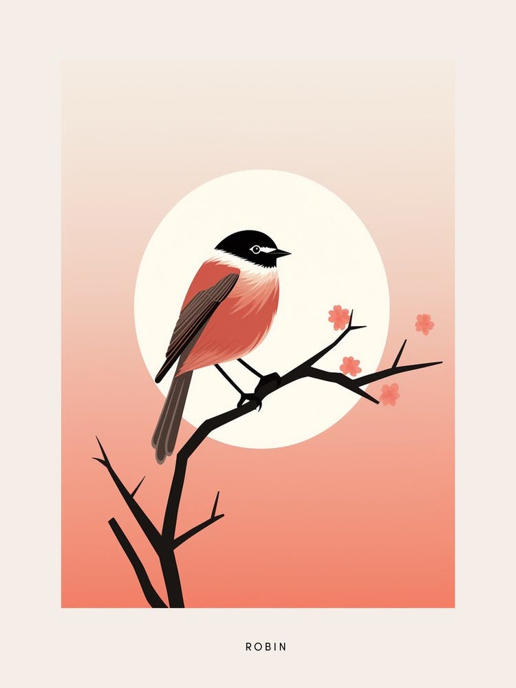 Minimalist Robin 6 Bird Poster