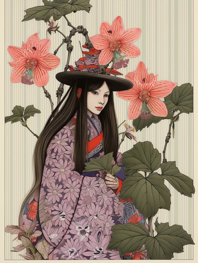 Katakuri Dogtooth Violet 2 Vintage Japanese Botanical And Geisha