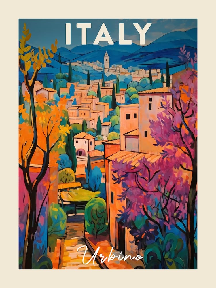 Urbino Italy 2 Fauvist Painting Travel Poster