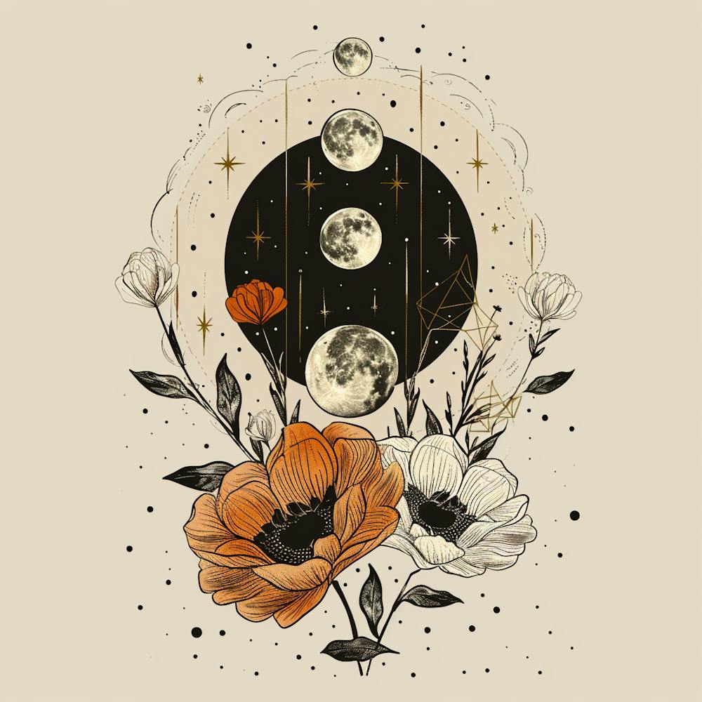 Minimalist Boho Celestial Moon 17