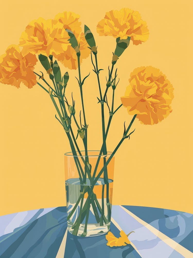 Carnation Flowers On A Table   Contemporary Illustration 2