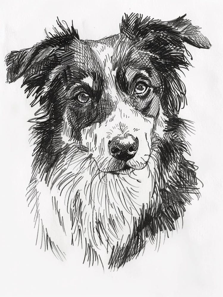 Australian Shepherd Dog Line Sketch 4