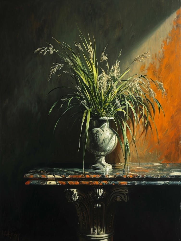 Baroque Floral Still Life Fountain Grass 2