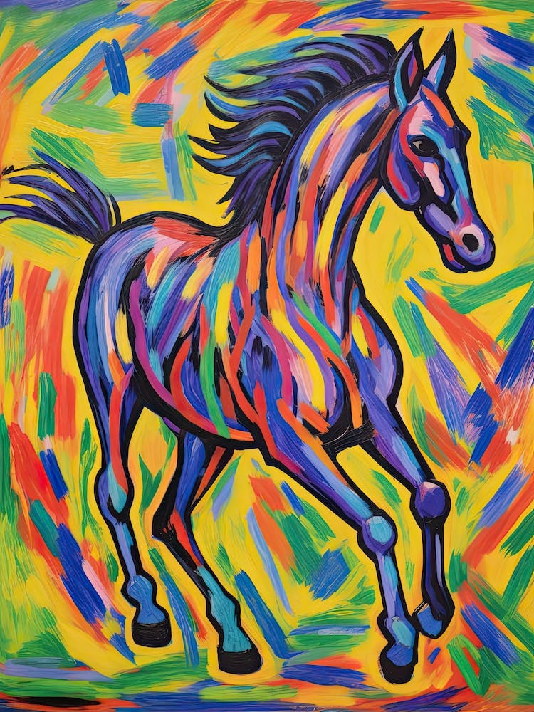 A Horse Painting In The Style Of Fauvist Techniques 4
