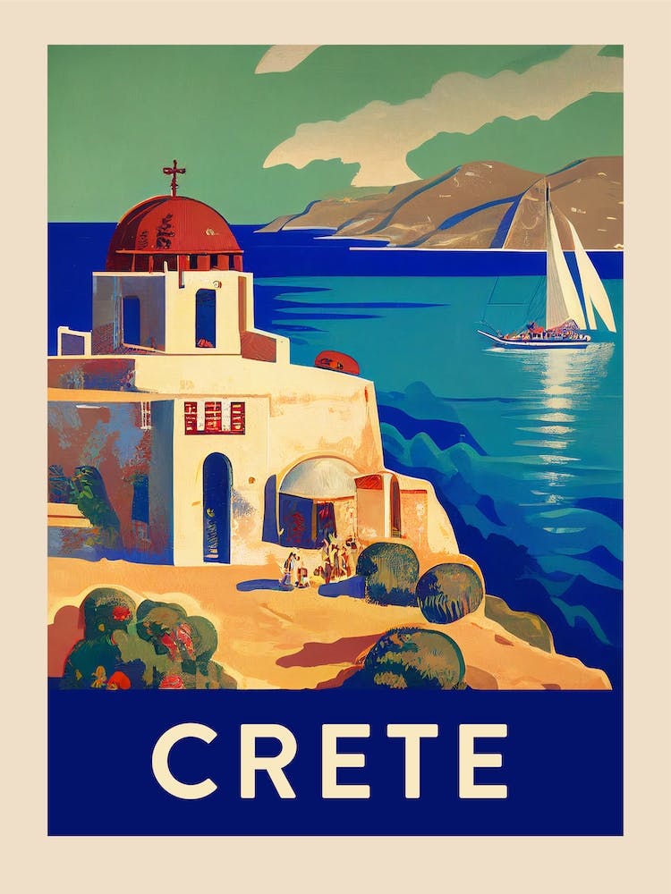Crete Vintage Travel Poster