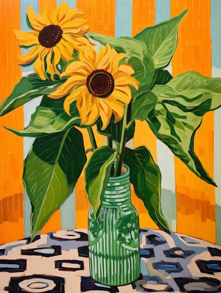 Flowers In A Vase Still Life Painting Sunflower 2