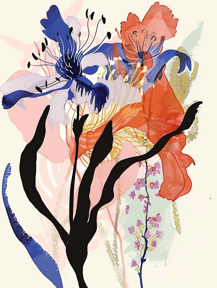 Colourful Flower Illustration Larkspur 1