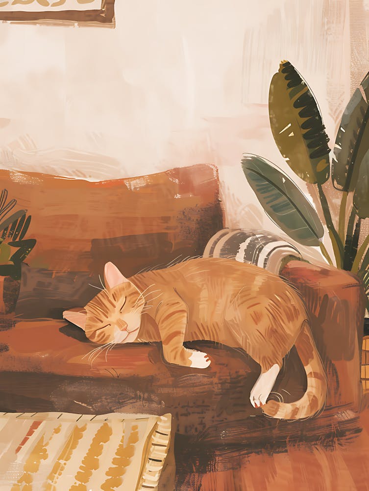 Cat Sleeping On The Couch 4
