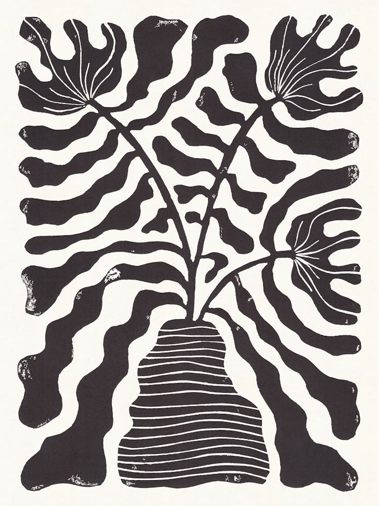 Still LIfe with Three Flowers in a Vase / Black & White