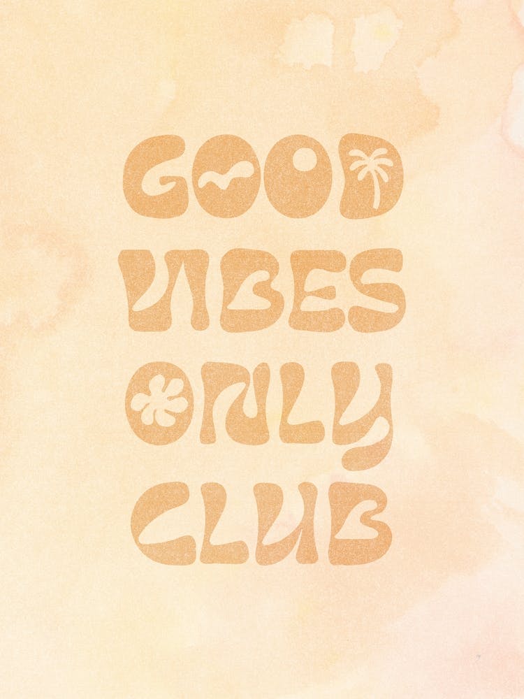 Good Vibes Only Club Hippie Print Retro Wall Decor Flower Child Room Boho Print INSTANT DOWNLOAD