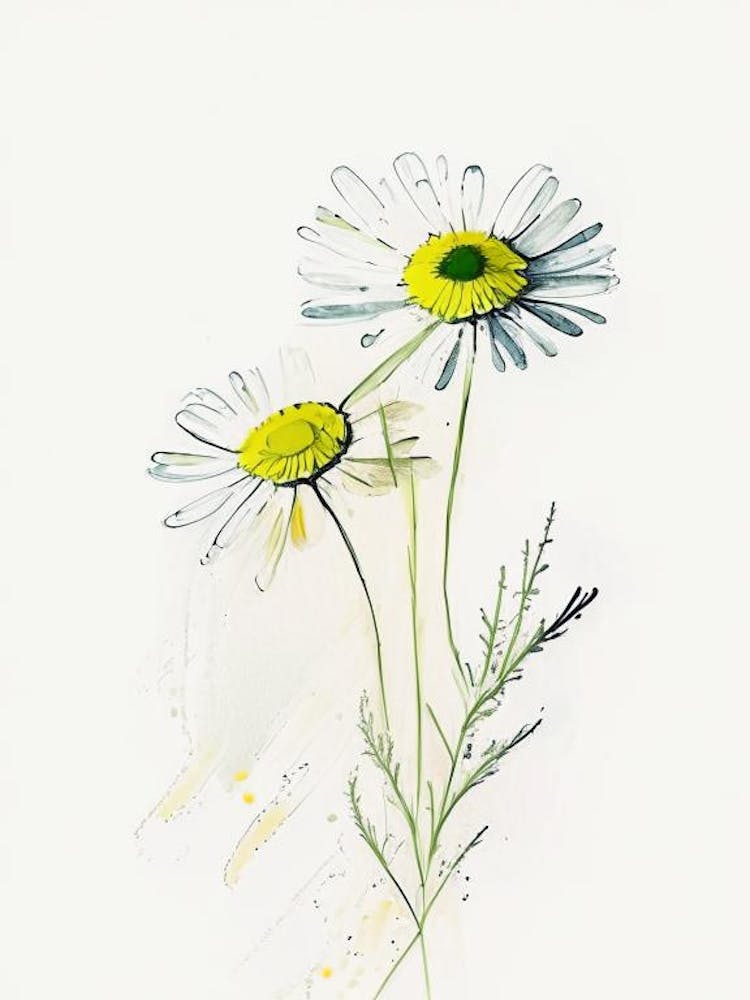 Chamomile Herb Minimalist Watercolour 1