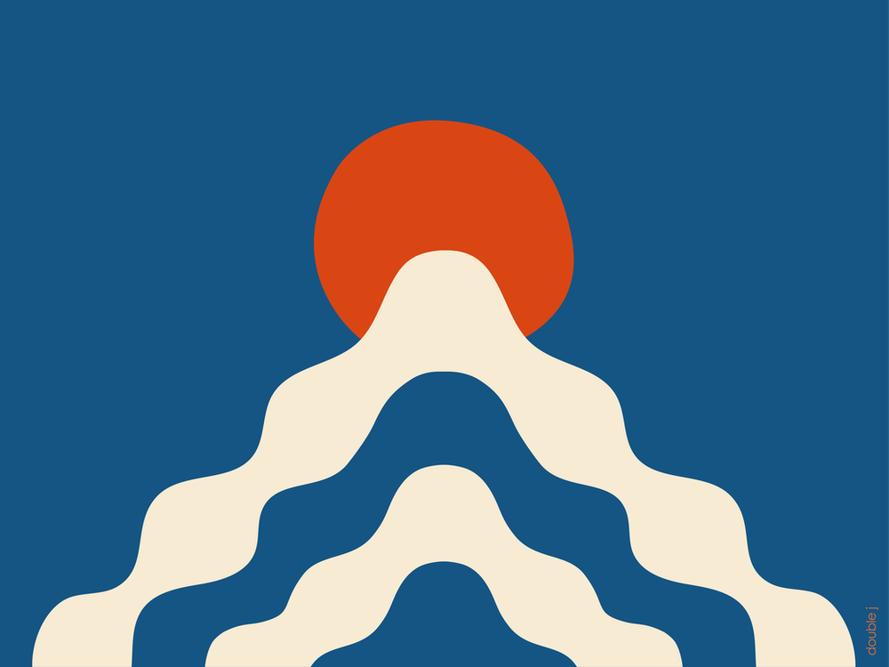 Open Your Mind Landscape Blue White And Red Playful Wavy