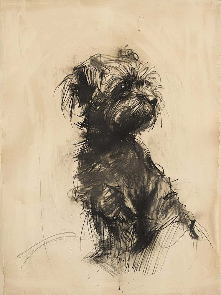 Lowchen Dog Charcoal Line 1