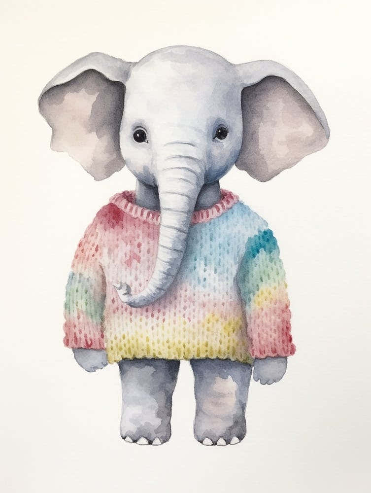 Baby Animal Watercolour Elephant 3
