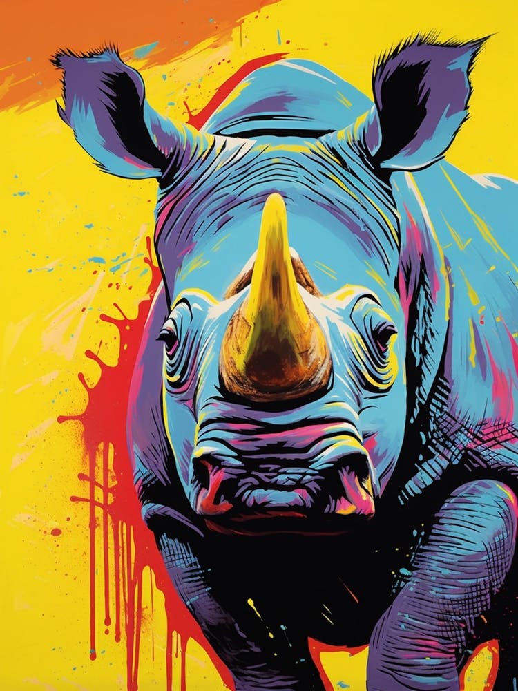 Rhino Pop Art Yellow Blue Pink 7
