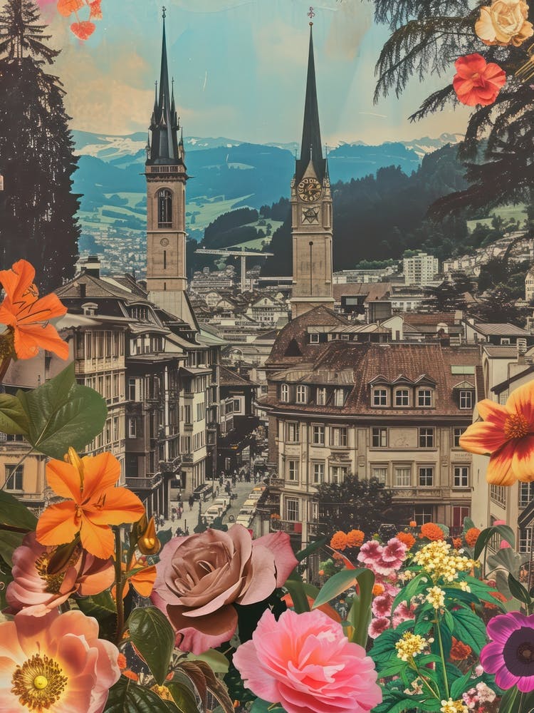 Zurich   Floral Retro Collage Style 2