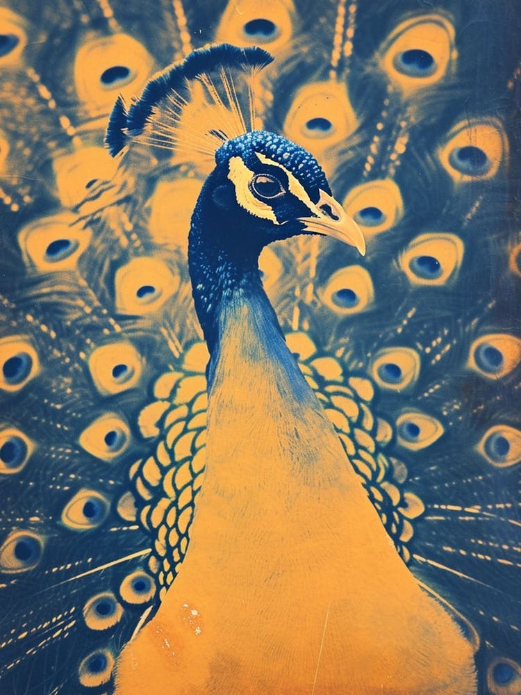 Peacock Orange & Blue Portrait