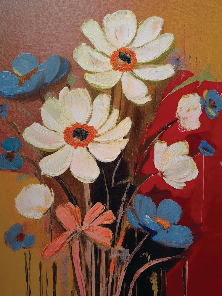Flower oil painting, flower morning, wild spring flowers, rural spring, oil paintings, rural spring prints, travel gifts, rural posters.11