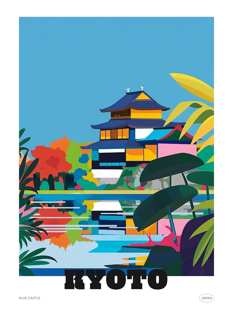 Nijo Castle Kyoto 3 Farbenfrohes Illustrationsposter