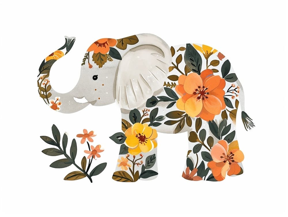 Little Floral Elephant