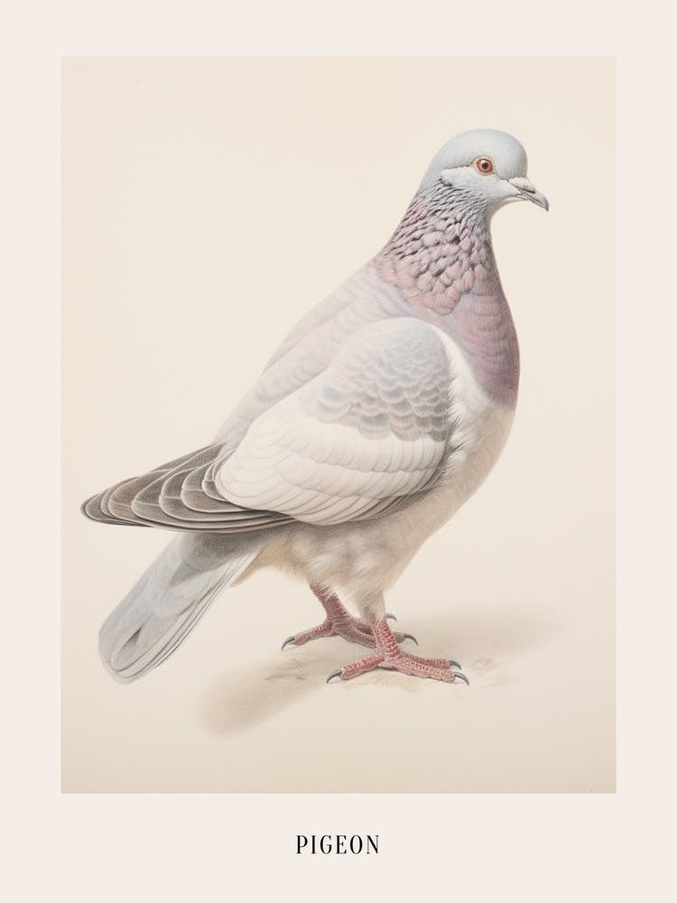 Vintage Bird Drawing Pigeon 2 Poster