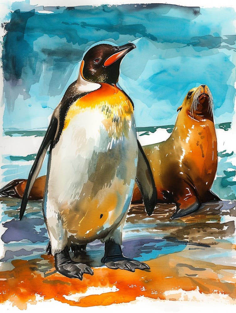 Humboldt Pinguin Signy Island Aquarellgemälde 3
