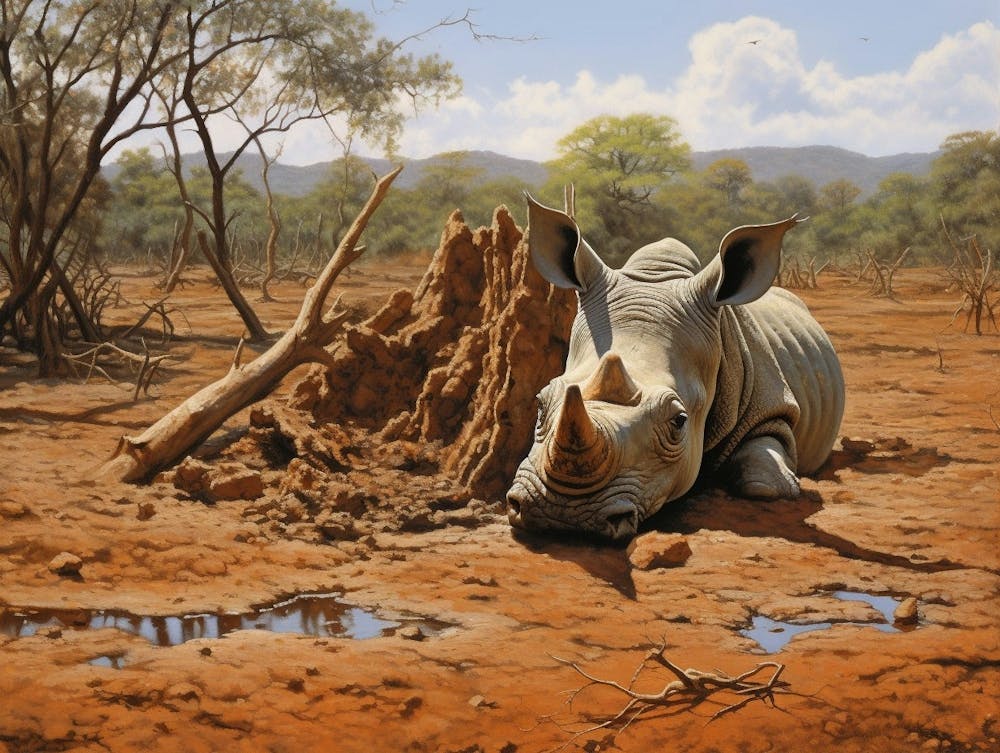 Black Rhinoceros Muddy Wallowing Realism 3