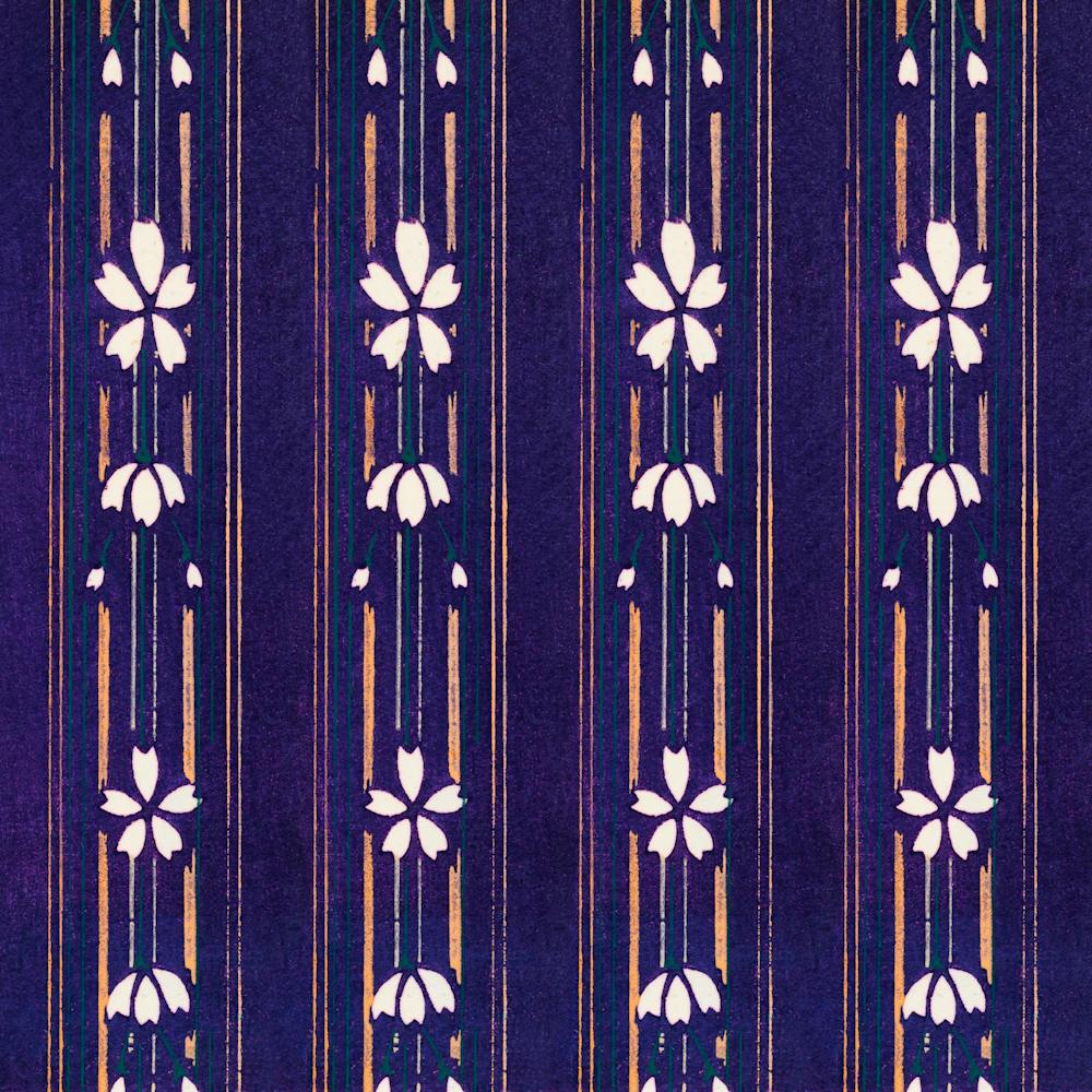 Vintage Ukiyo-e Woodblock Print Of Japanese Textile, Shima Shima, Furuya Korin (134)