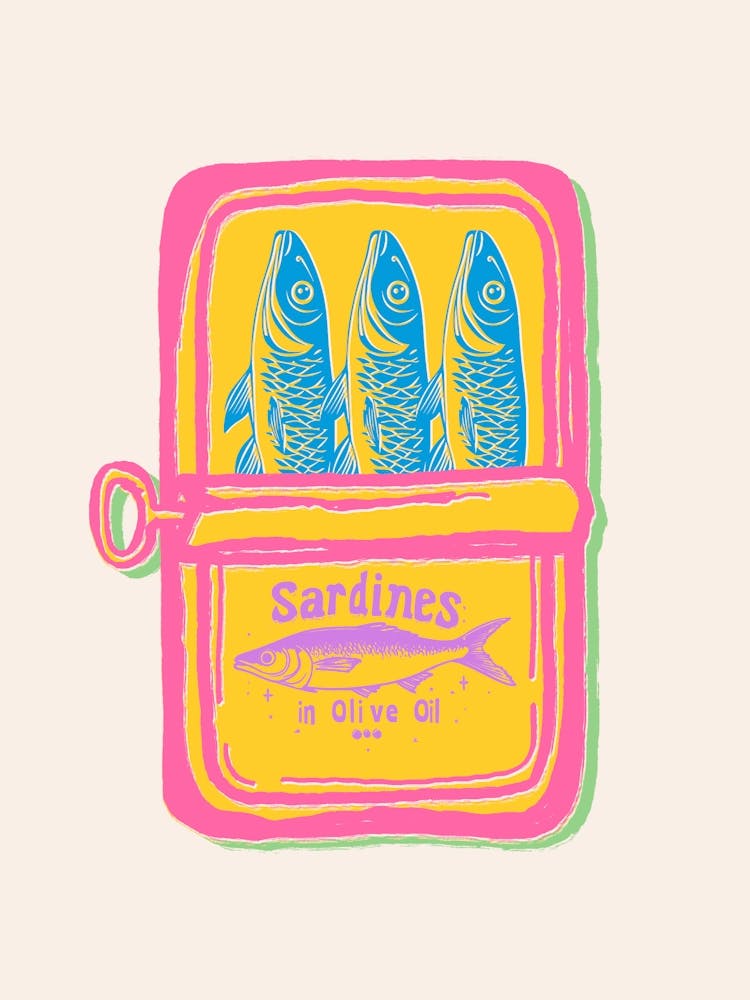 Tin Of Sardines Dopamine Kitchen Wall Art Maximalist Decor