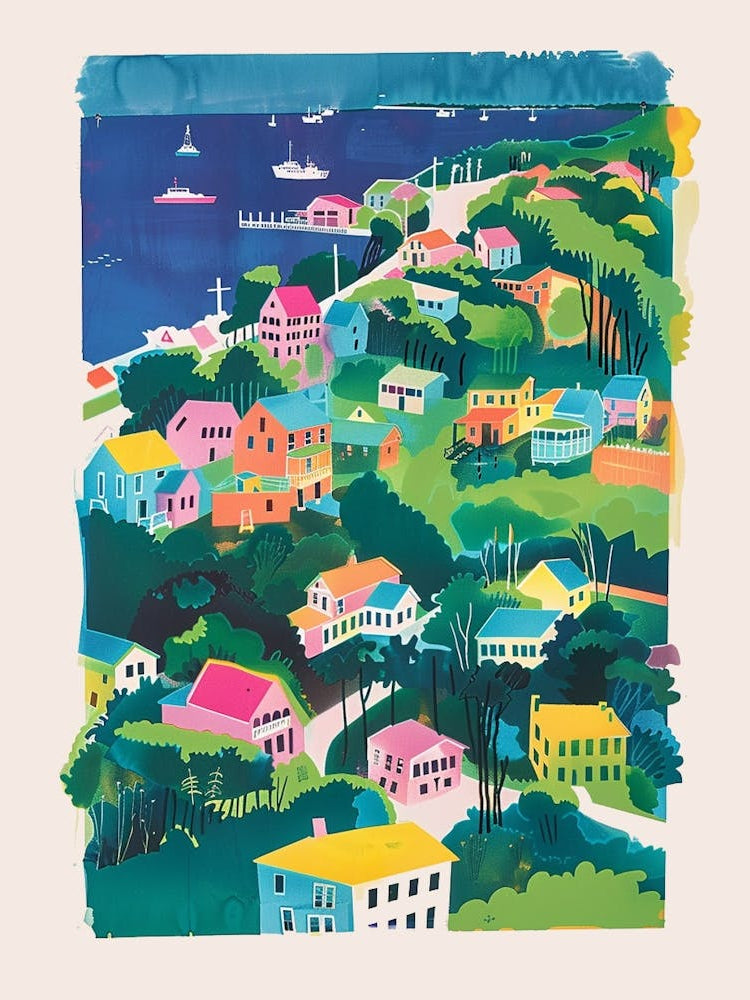 New Dorp New York Colourful Silkscreen Illustration 2