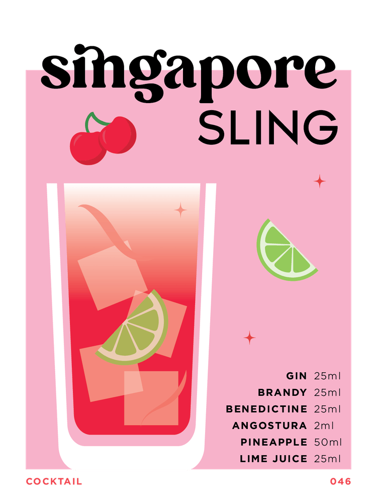Singapore Sling in Rosa Cocktailrezept