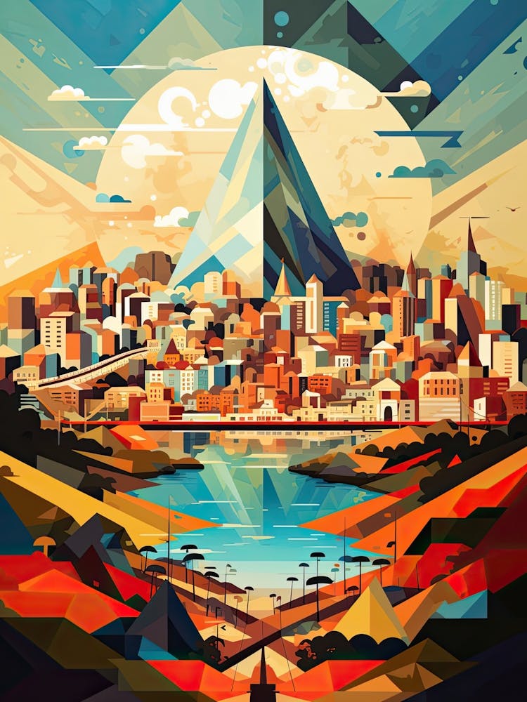 Warsaw, Poland, Geometric Illustration 4