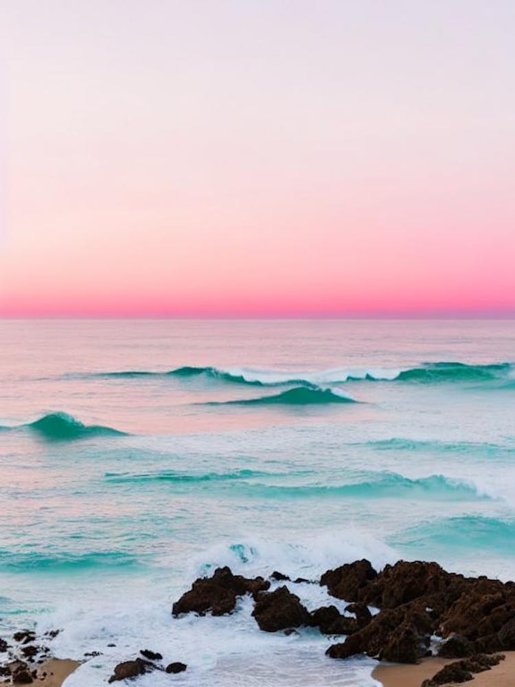 Cala De Mijas Beach, Costa Del Sol, Spain Pink Photography 2