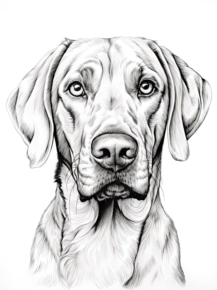 Rhodesian Ridgeback Dog, Line Drawing 1