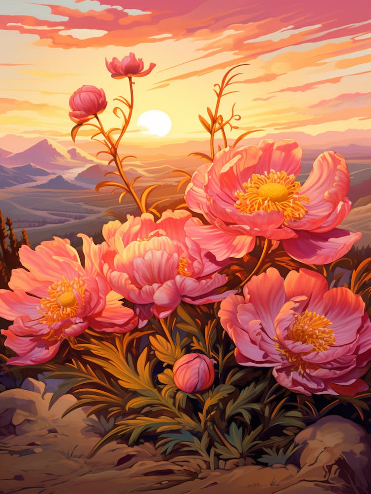 Peony With Sunset In South Western Style (3)