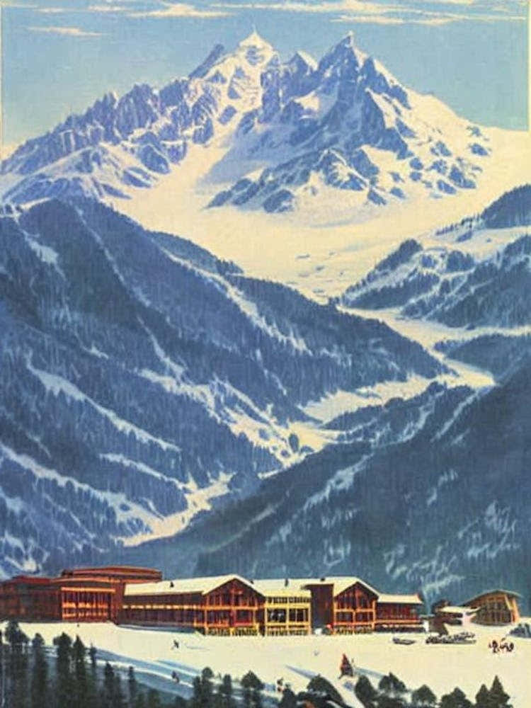 Portillo, Chile Ski Resort Vintage Landscape 2 Skiing Poster