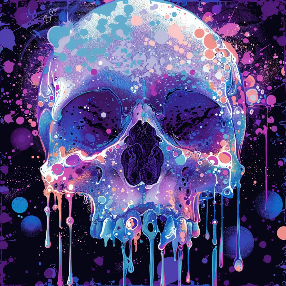 Skull With Dripping Paint