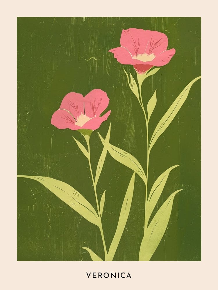 Pink & Green Veronica 1 Flower Poster