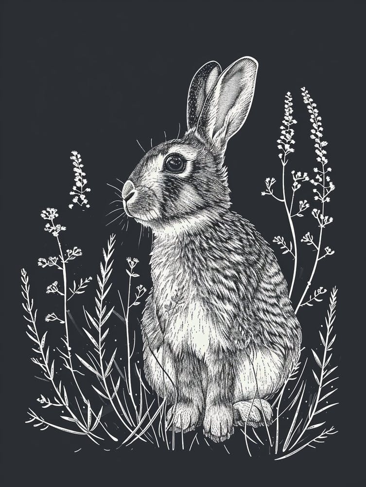 Californian Rabbit Minimalist Illustration 4