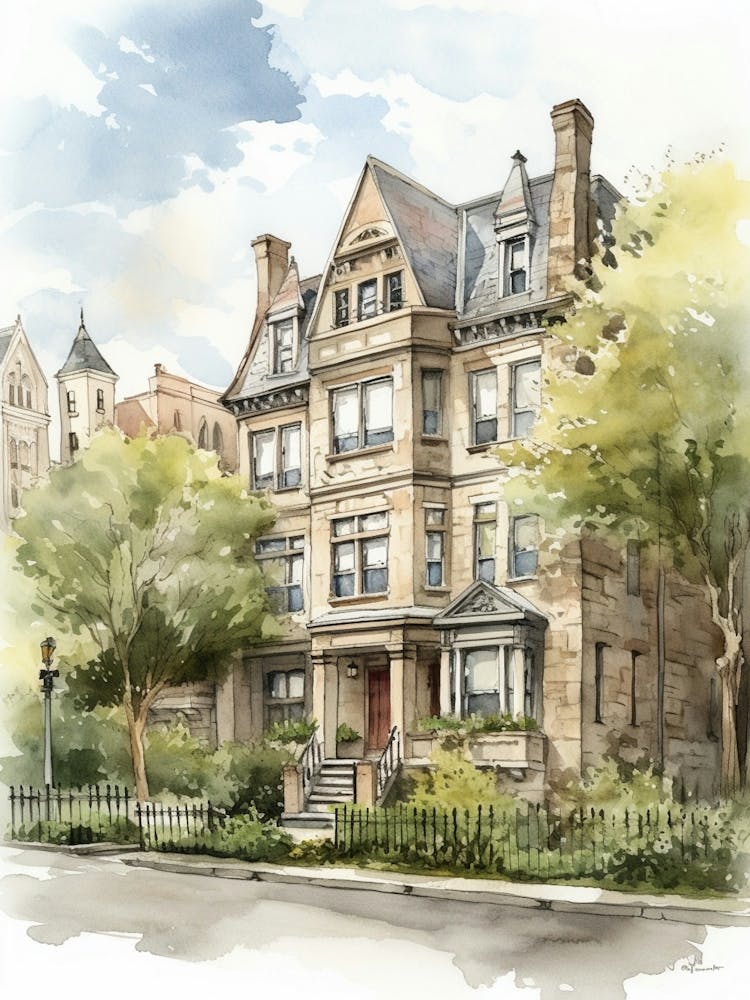 Boston Neighborhood, Watercolour 3