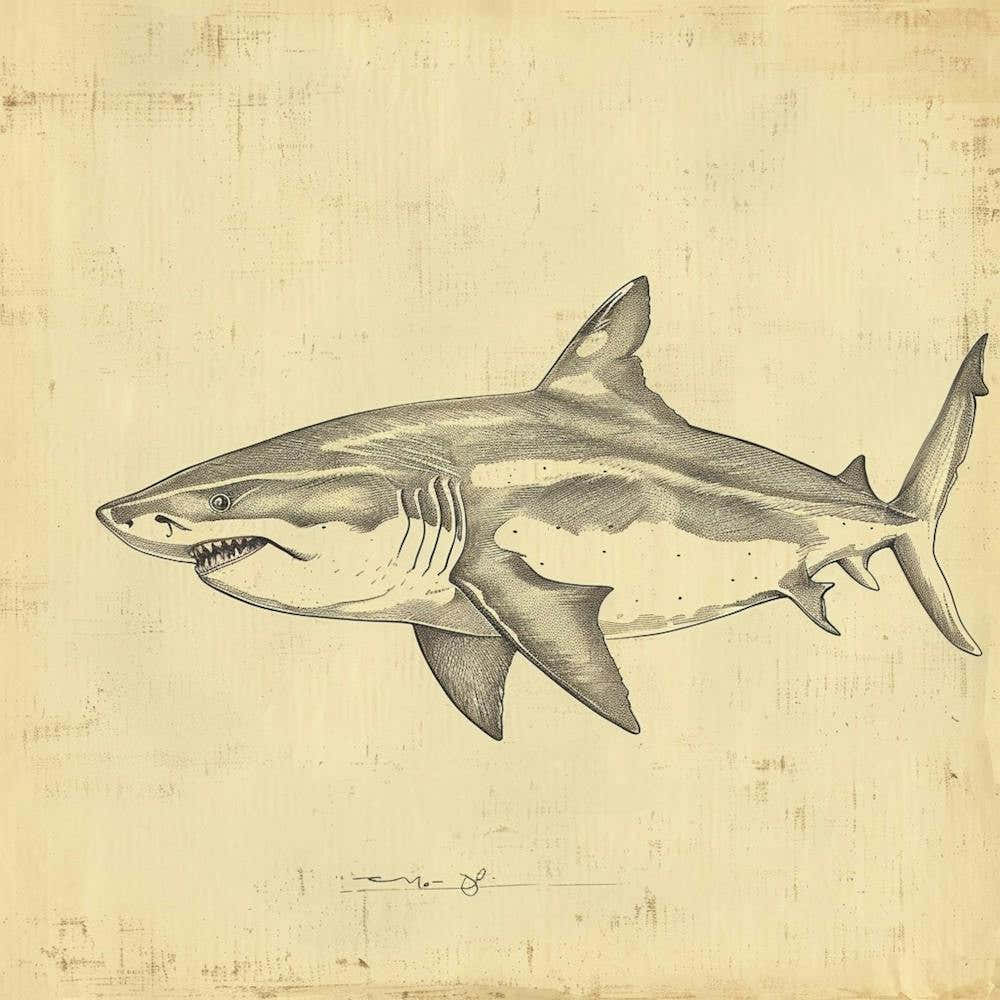Tiger Shark Vintage Illustration 1