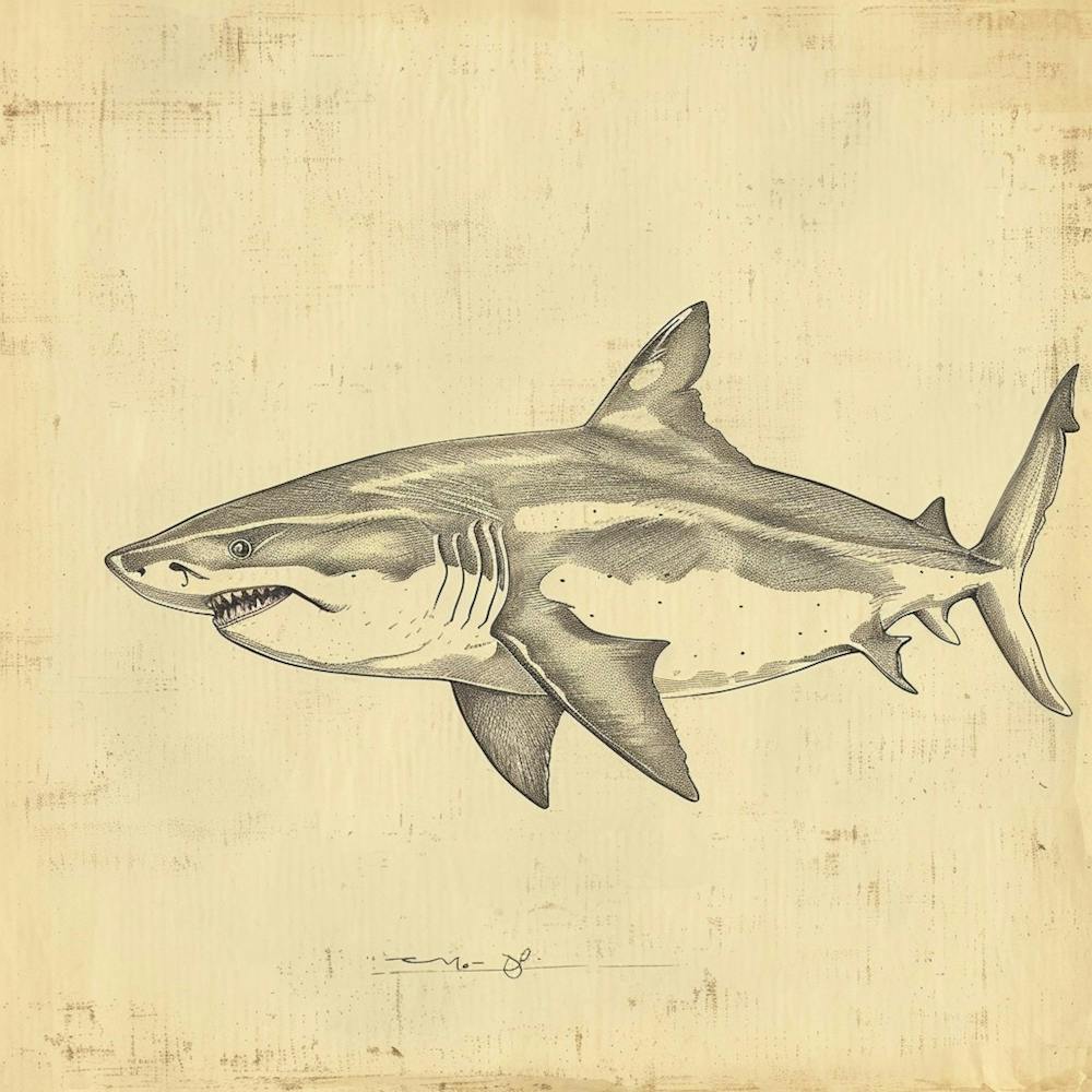 Tiger Shark Vintage Illustration 1