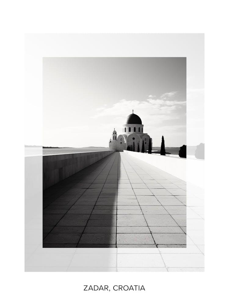 Poster Of Zadar, Croatia, Black And White Old Photo 2