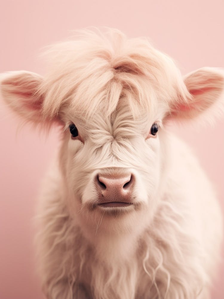 Fluffy Baby Pink Highland Cow 2