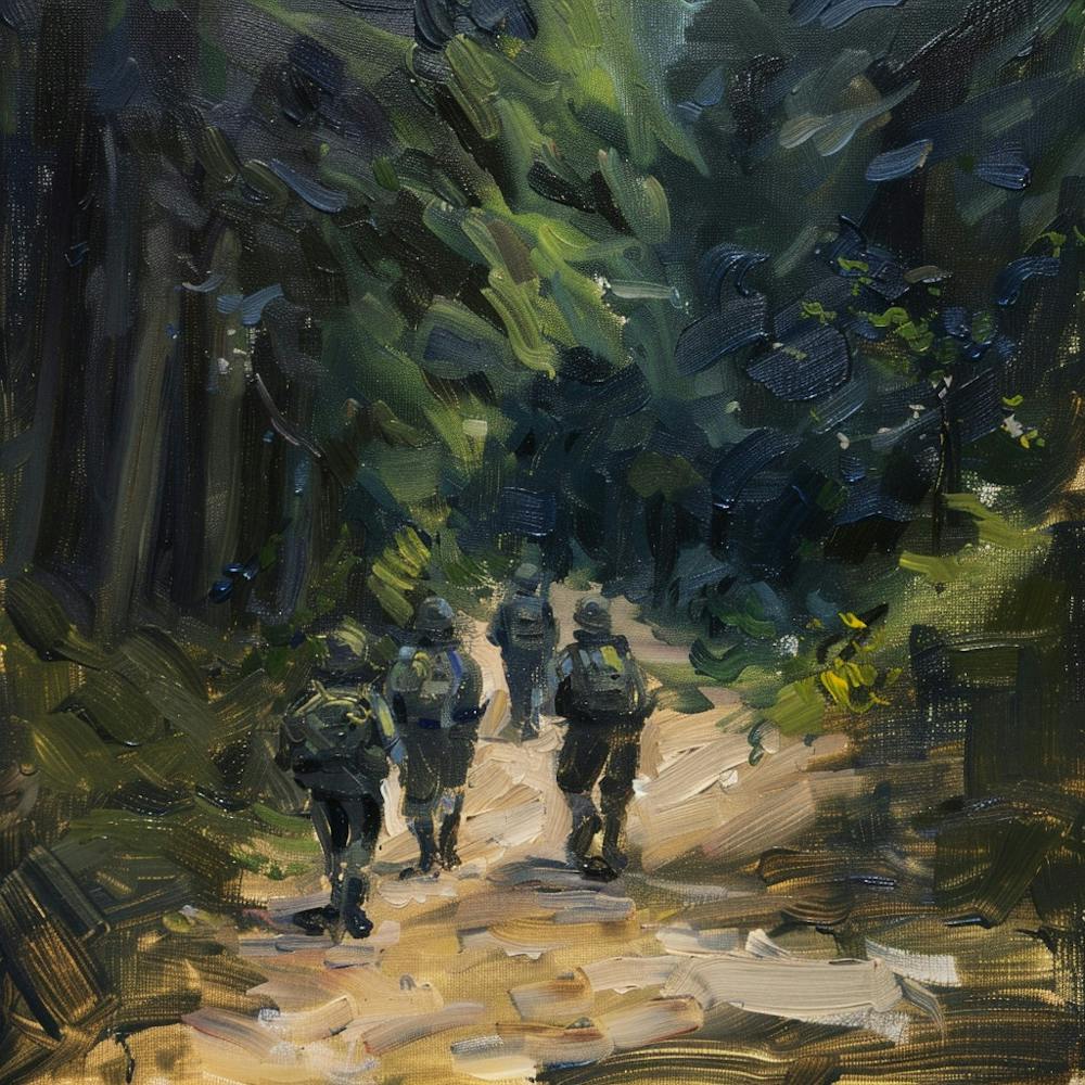 Soldiers Walking In The Woods