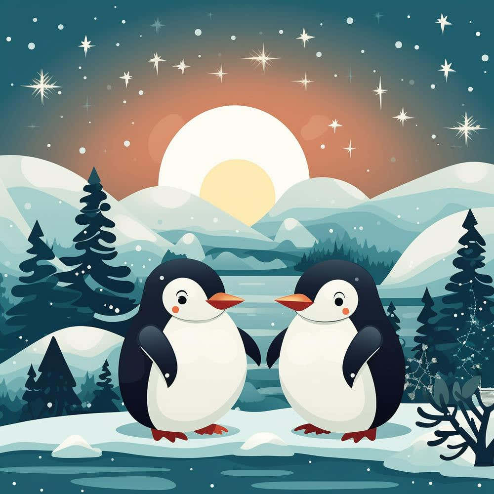 Penguins In The Snow